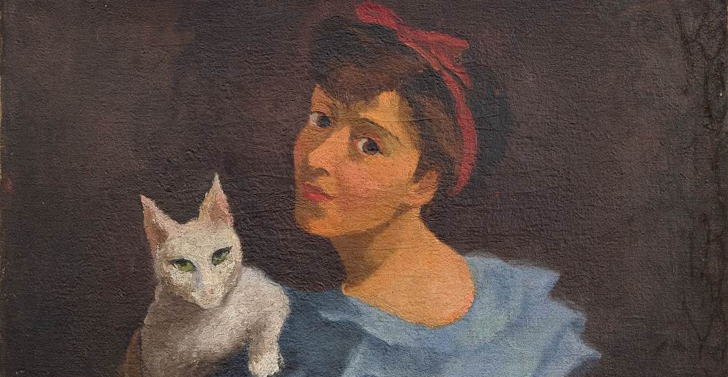 Autoritratto con gatto, 1942-43, olio su tela, cm. 60x60