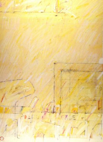 Il quadrato 4°, 1967, gessetti colorati, matite e acrilico su carta, Archivio Raspi, 74x55 cm