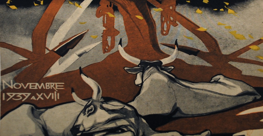 Duilio Cambellotti Riposo autunnale, Copertina a stampa della rivista “La Conquista della Terra”, novembre 1939