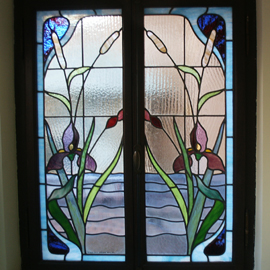 Fiori di palude e iris, Bagno degli ospiti, Laboratorio Picchiarini, 1914 ca. Fiori di palude e iris, Bagno degli ospiti, Laboratorio Picchiarini, 1914 ca.
