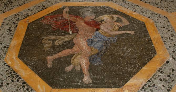 Casina delle Civette, Salottino delle 24 ore, mosaico pavimentale raffigurante Marte e Venere, fine sec. XIX