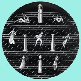 Passeggiata archeologica, piatto, porcellana bianca, in nero e oro, collezione privata