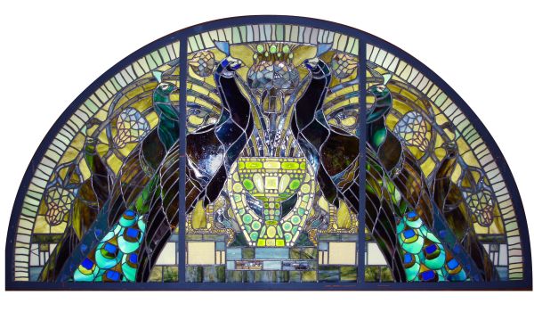 Angolo Ontani - I pavoni vetrata di Umberto Bottazzi, 1912 - Stanza dei ciclamini, Casina delle Civette