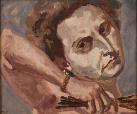 Carlo Levi, Autoritratto con orologio e pennelli (olio su tela, cm 38x46) 1949, Roma, Fondazione Carlo Levi