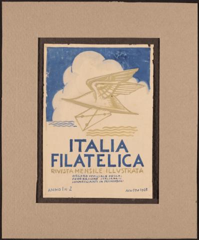 Disegno con petaso alato che porta una busta