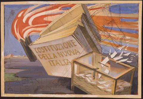 Disegno preparatorio per la chiamata alle urne degli italiani per votare l’Assemblea Costituente del 1946