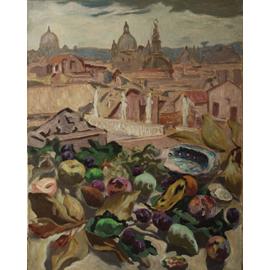 Carlo Levi, Paesaggio di Roma con conchiglia e natura morta, 1947, olio su tela, cm 70 x 100, Matera, collezione privata