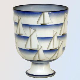 Velesca, coppa, porcellana bianca con decoro azzurro, collezione privata